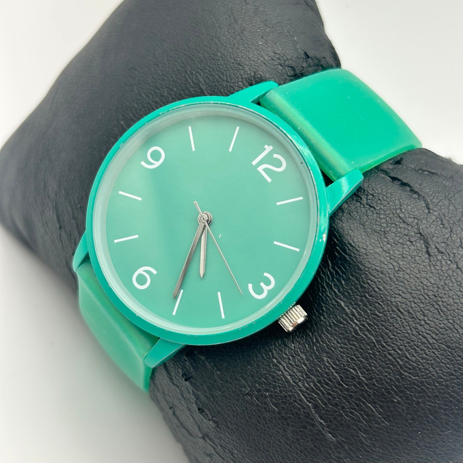 Accutime Watch Corp Mint Green Silicon Band St. Steel Working New Battery