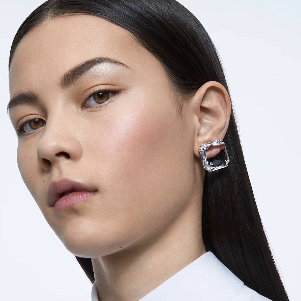 NIB SWAROVSKI Mesmera Clip Earring, Single, Square Cut Crystal, White #5600756