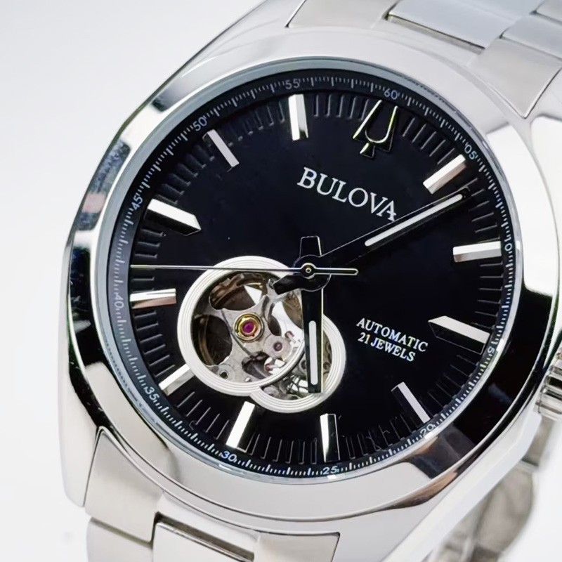 Bulova Men’s Surveyor 96A270 Black Dial Stainless Steel Automatic Watch 42mm