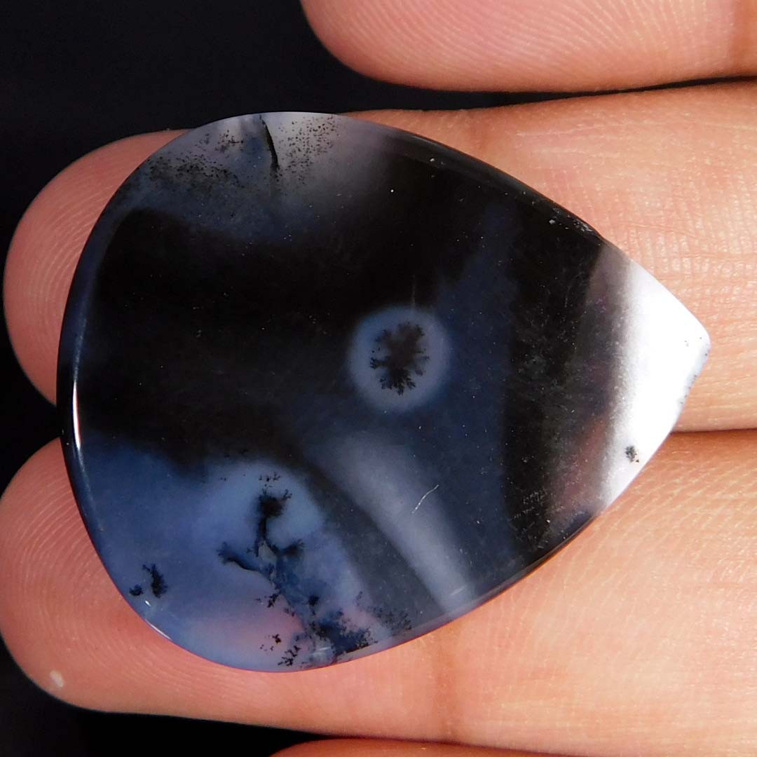 36.25Cts. Natural Gorgeous Dendritic Opal Pear Cabochon Reiki Healing Gemstone