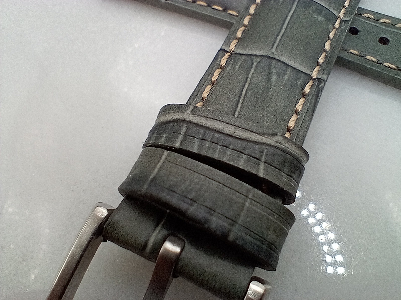 New 20mm Geckota Watchgecko Alligator Grain Calf Leather Grey Watch Strap 6B148