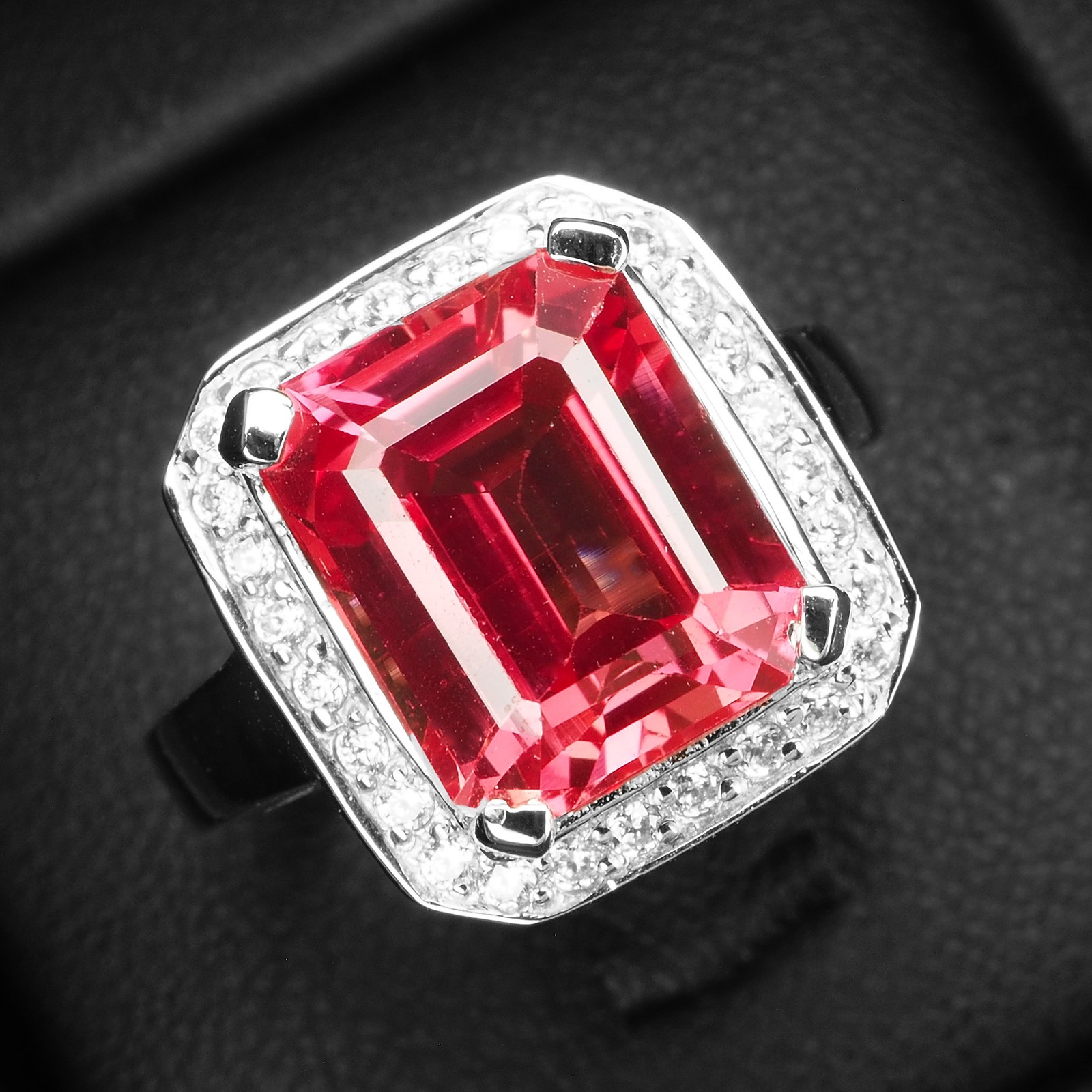 Pristine Sunset Pink Sapphire Baguette 7.06Ct 925 Sterling Silver Handmade Rings