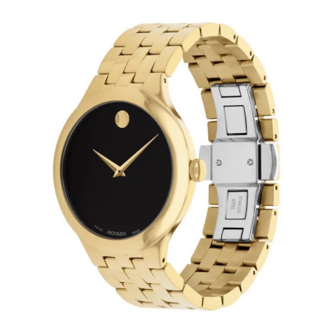 NEW Movado Veturi Classic GOLD PVD Mens Stainless Steel Watch 40mm 0607417 RARE