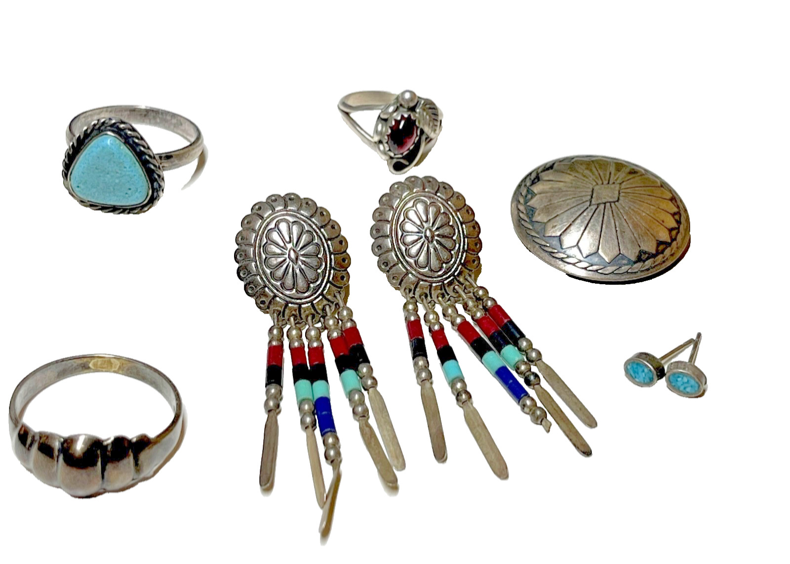 Vintage Sterling Silver South Western Native American Jewelry Lot
