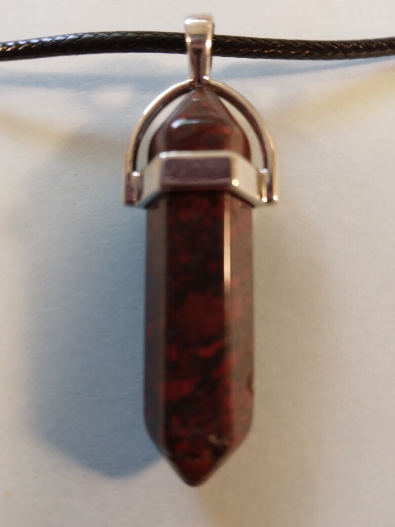 Dark Red Gemstone on 17 1/2 – 19 1/4 inch Black Cord type necklace 249209