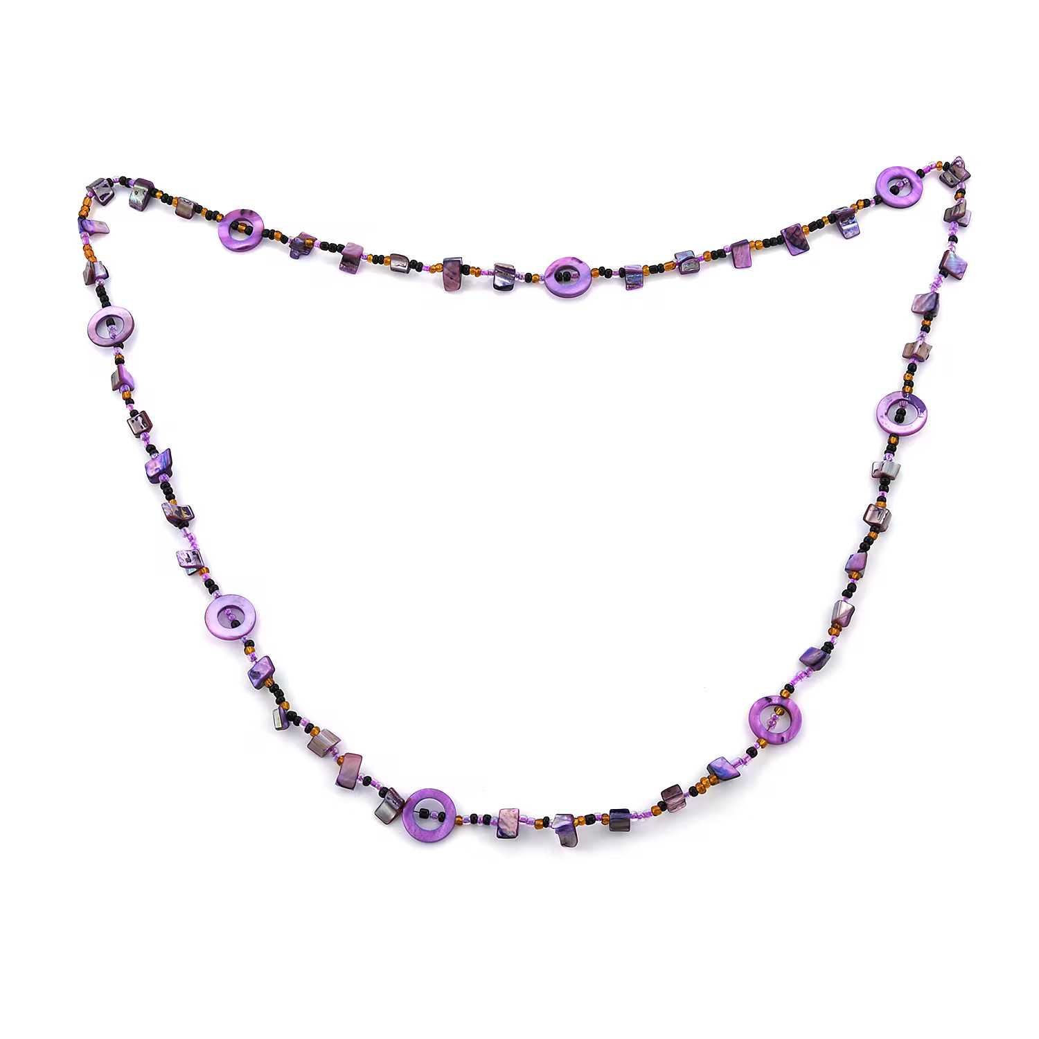 Beaded Necklace Women Resin Purple Seed Fashion Size 40 Birthday Gifts Jewelry