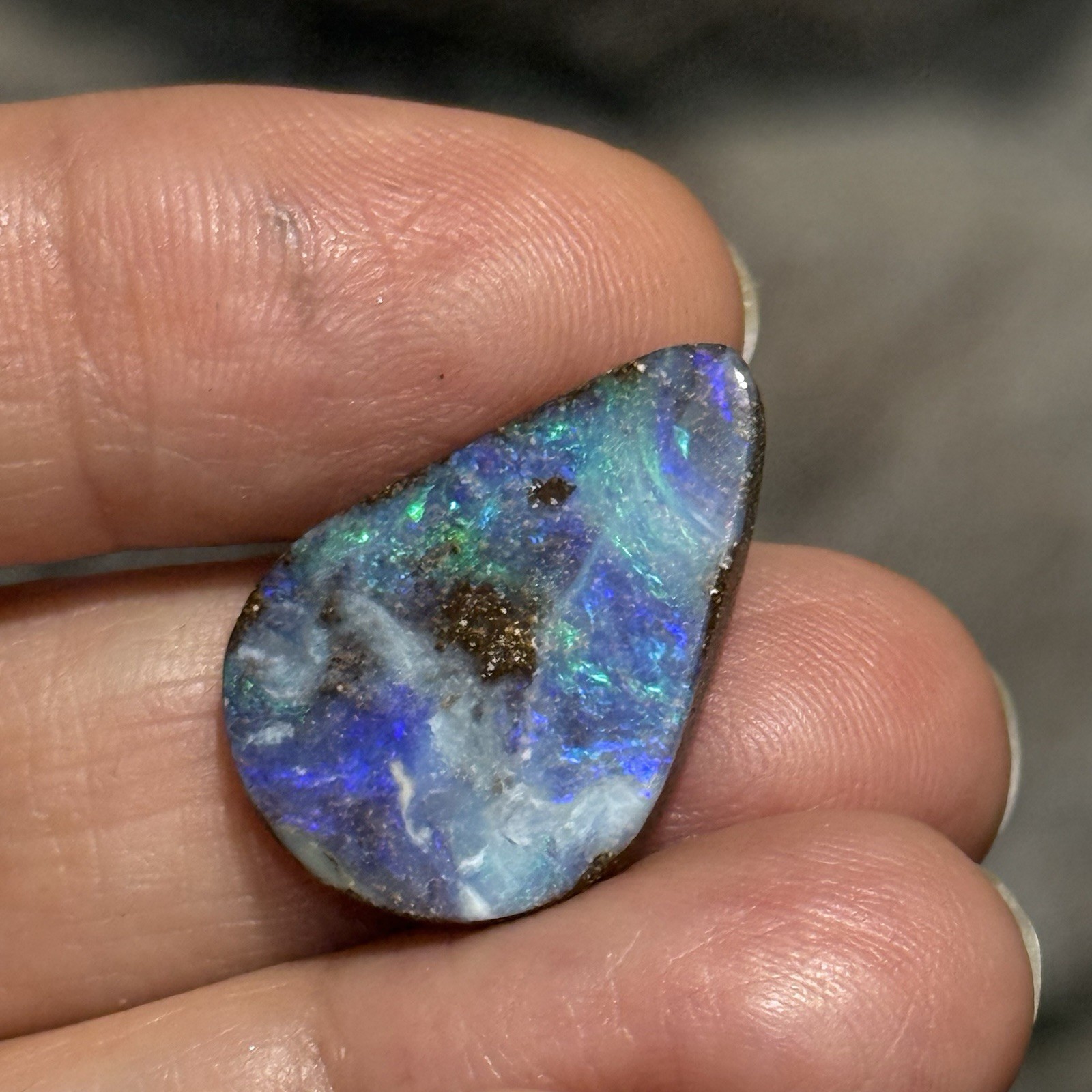 13.45ct 23.9x17x4.5mm Caribbean Blue Australian Boulder Opal Teardrop Cabochon