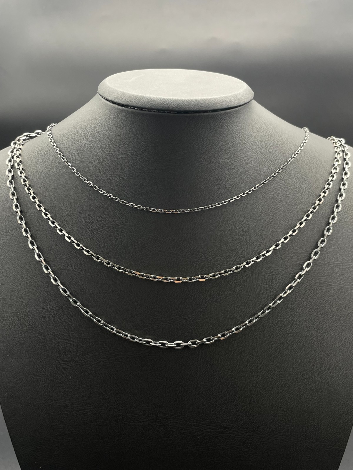 925 Sterling Silver Oxidized Anchor Cable Link Chain Necklace, Black Design Gift