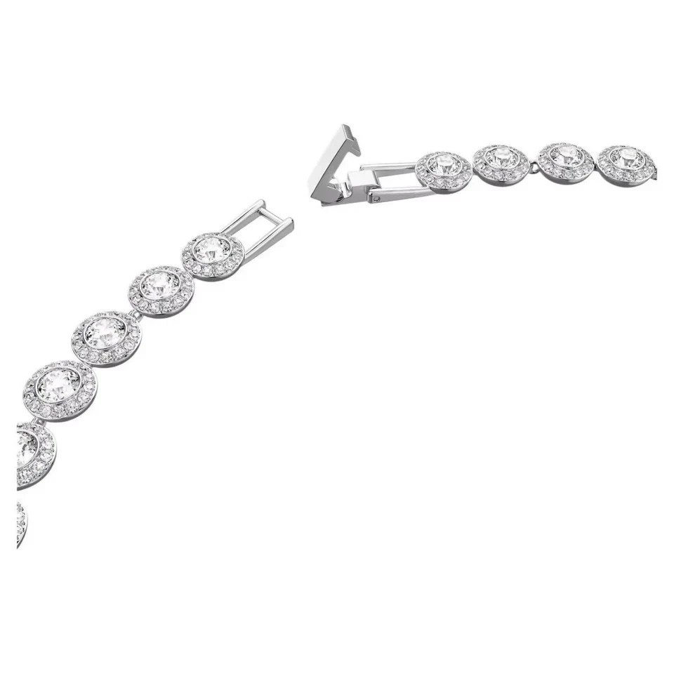 Swarovski Una Angelic Halo Tennis Necklace White Crystal Rhodium Plated 14 7/8″