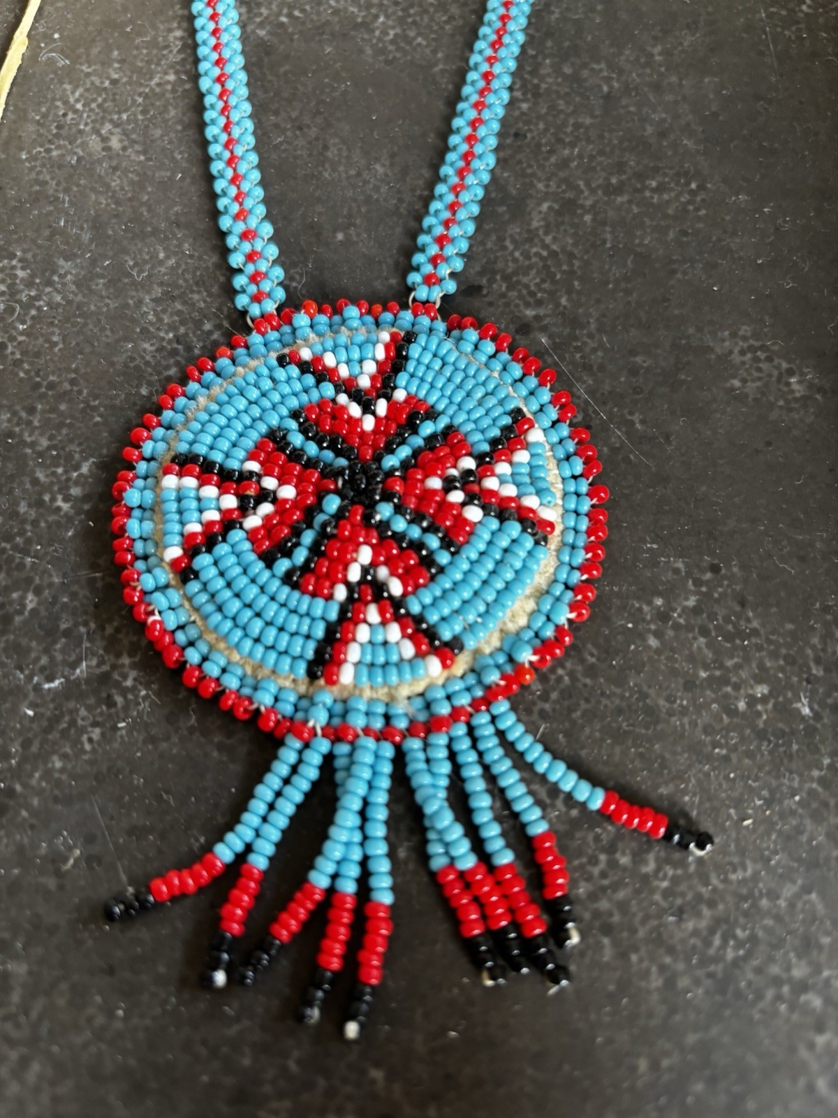 Lot Of 4 Vintage Navajo Beaded Medallion Pendants Adornment