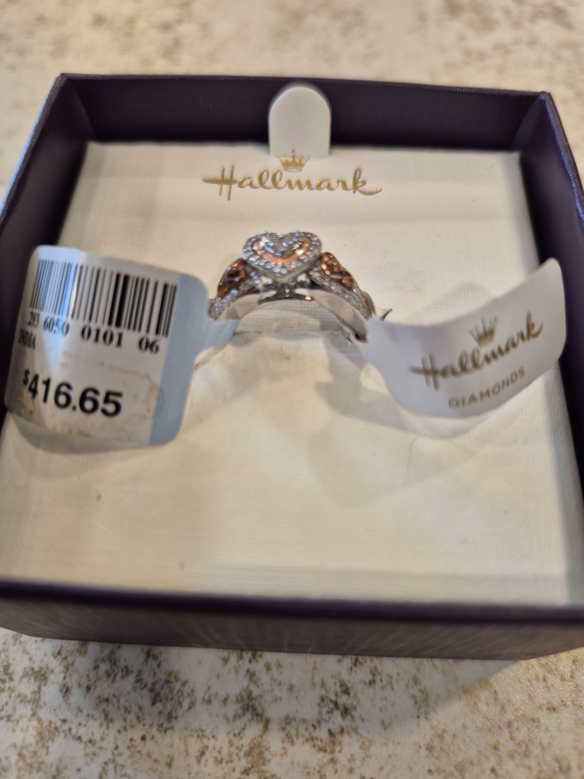 NEW WITH TAGS. Hallmark Size 6 Women’s Ring SS/14KROS Rose Over Silver