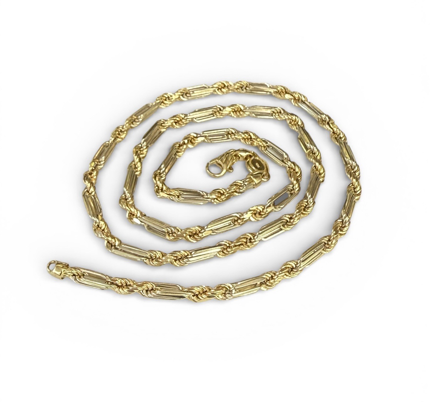 14K Two Tone Gold Milano Figarope Chain Necklace Hollow 26″ 5mm 33.6g Mens Italy