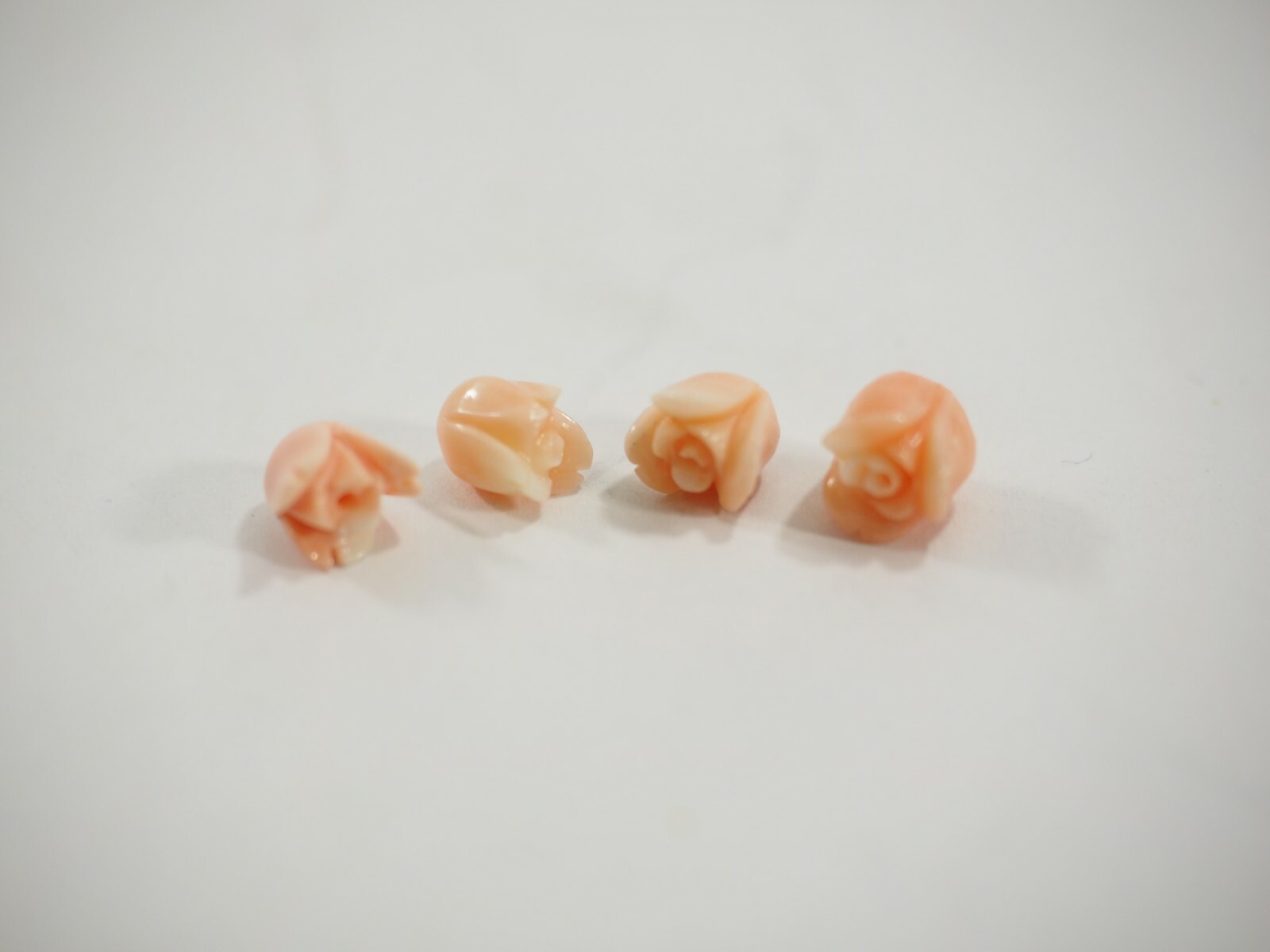 Vintage Top Quality Precious Angel Skin Pink Coral Carved 3-D Rose Cabochons NOS