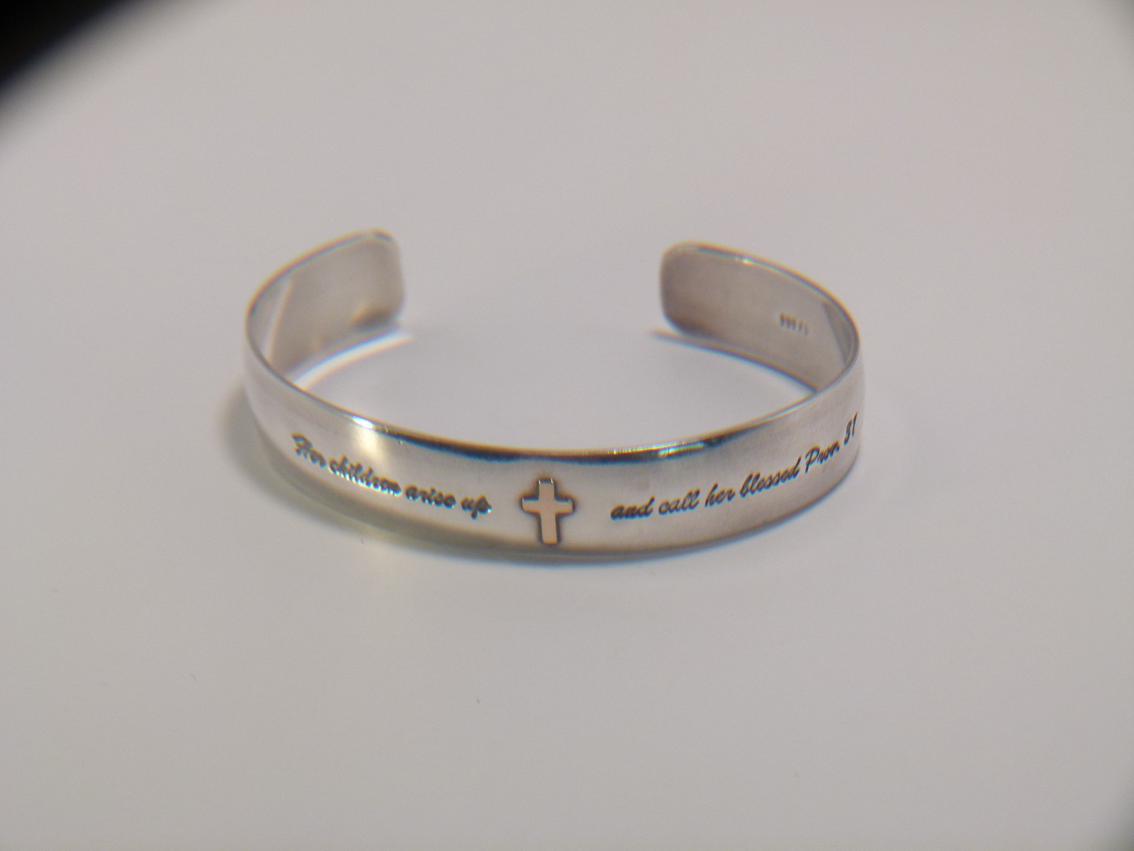 SOLID Pure Silver (99.9%) Bible Verse Cuff Bracelet sz 6.75