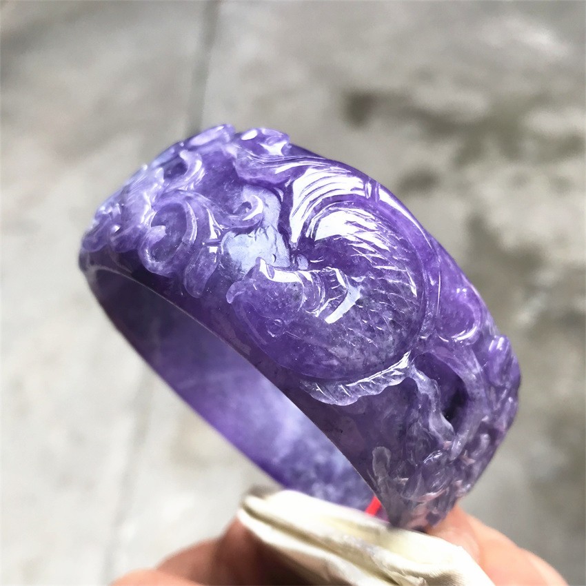 61MM Natural Icy Lavender Jadeite Jade Bracelet Burma Jadeite Jade Bangle
