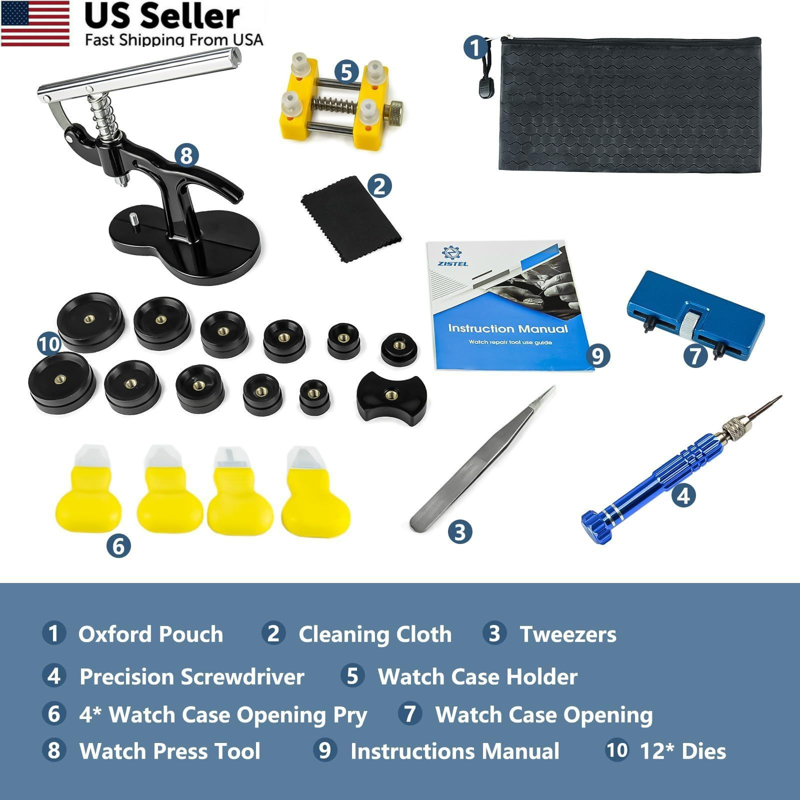 Zistel 6 in 1 Watch Repair Kit + Press Tool, Battery Replacement…