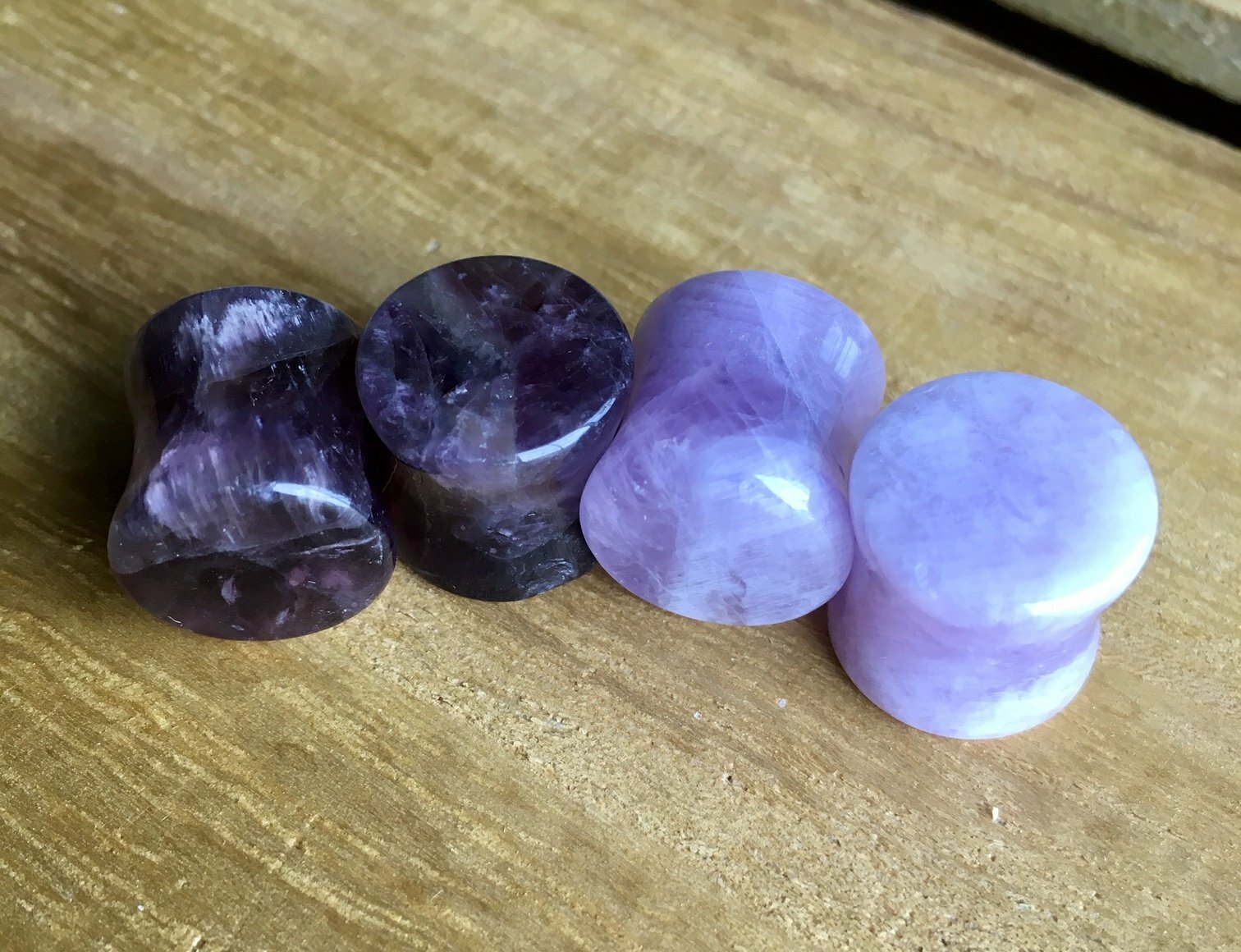 PAIR Amethyst Amythest Organic Stone Plugs Gauges – up to 32mm available!