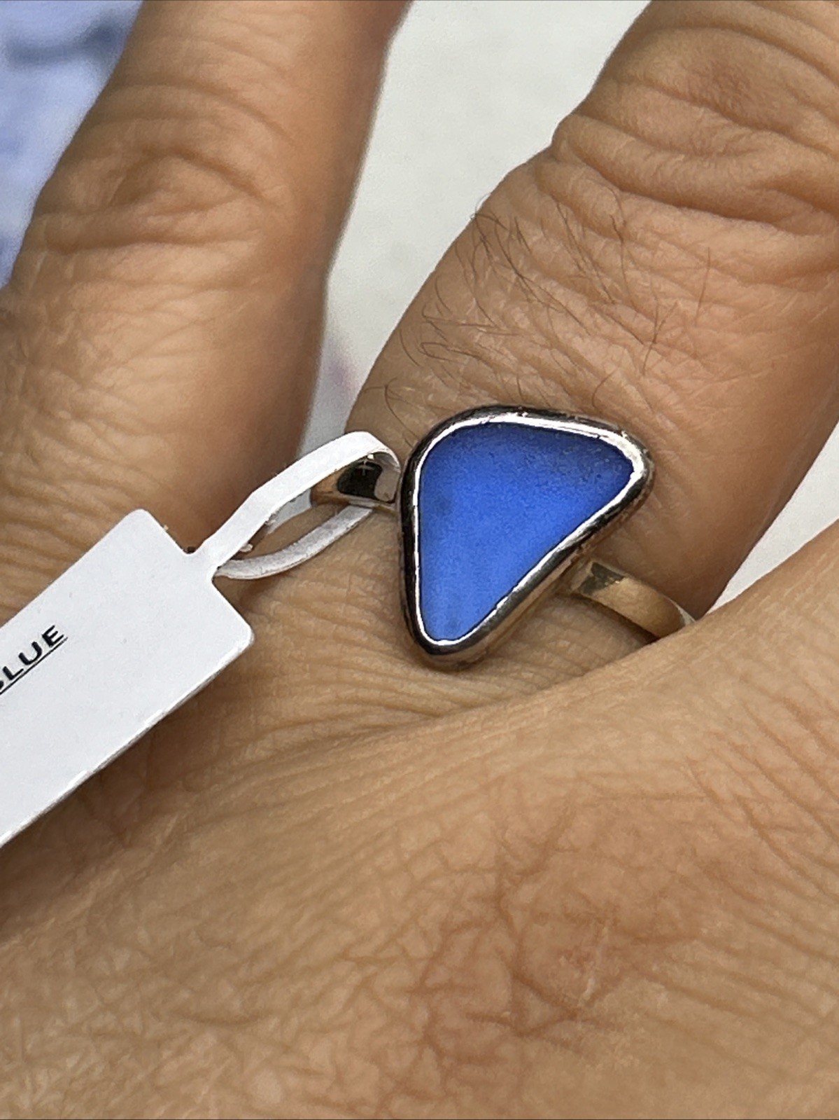 Salty Gem Blue Sea Glass Ring Sz9 Sterling Silver