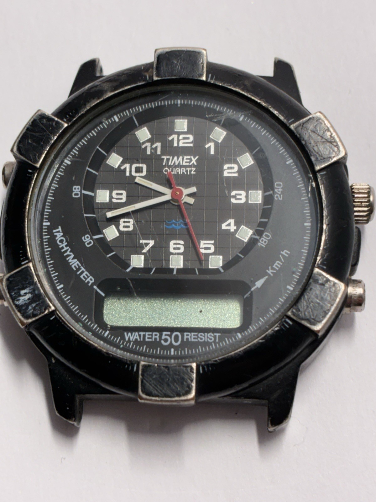 Timex RARE Black Project Analog Digital Watch L Cell Diver 42mm Needs Battery