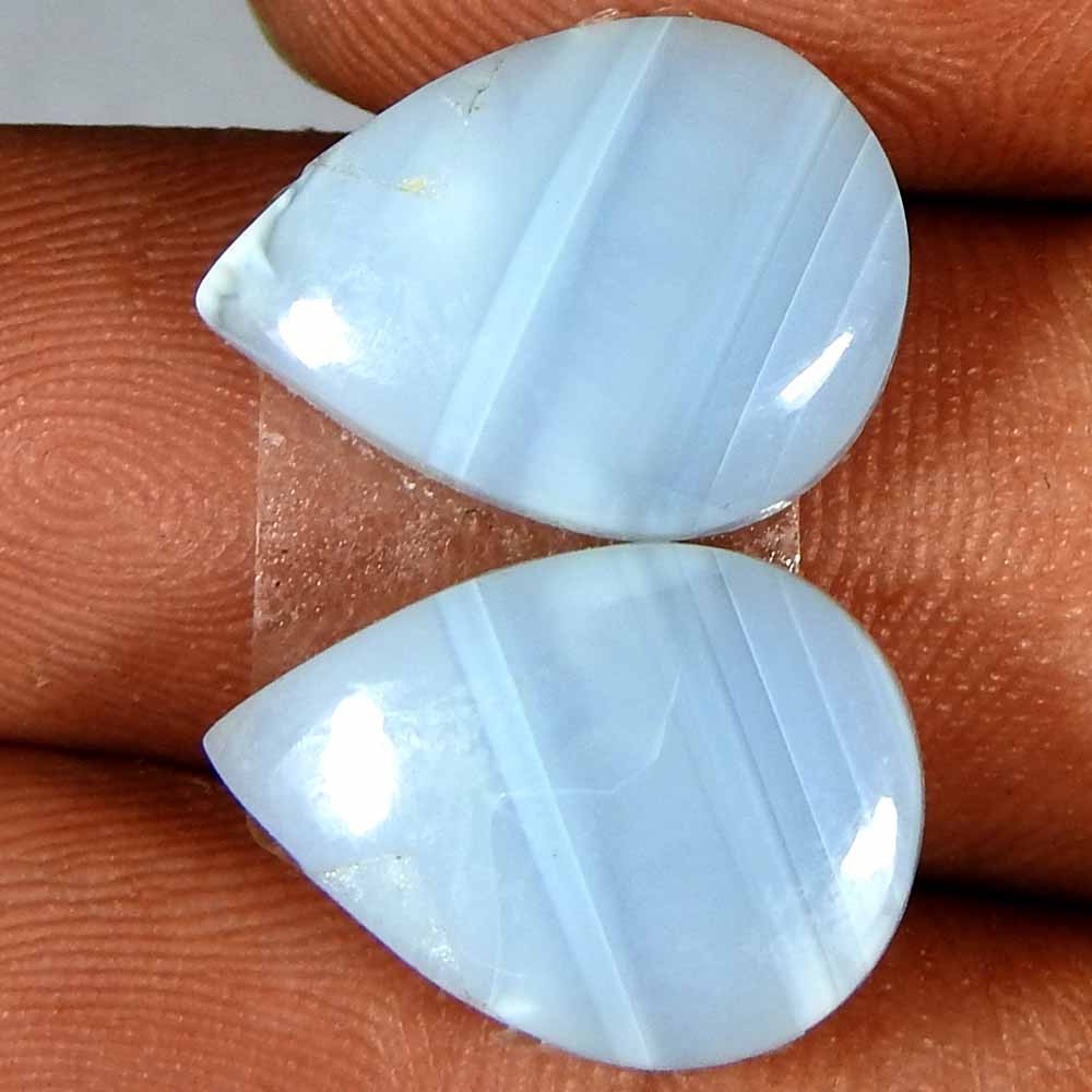 9.70CtsNatural Blue Australian Opal Pear Pair Cabochon(14x14x3)Gemstone