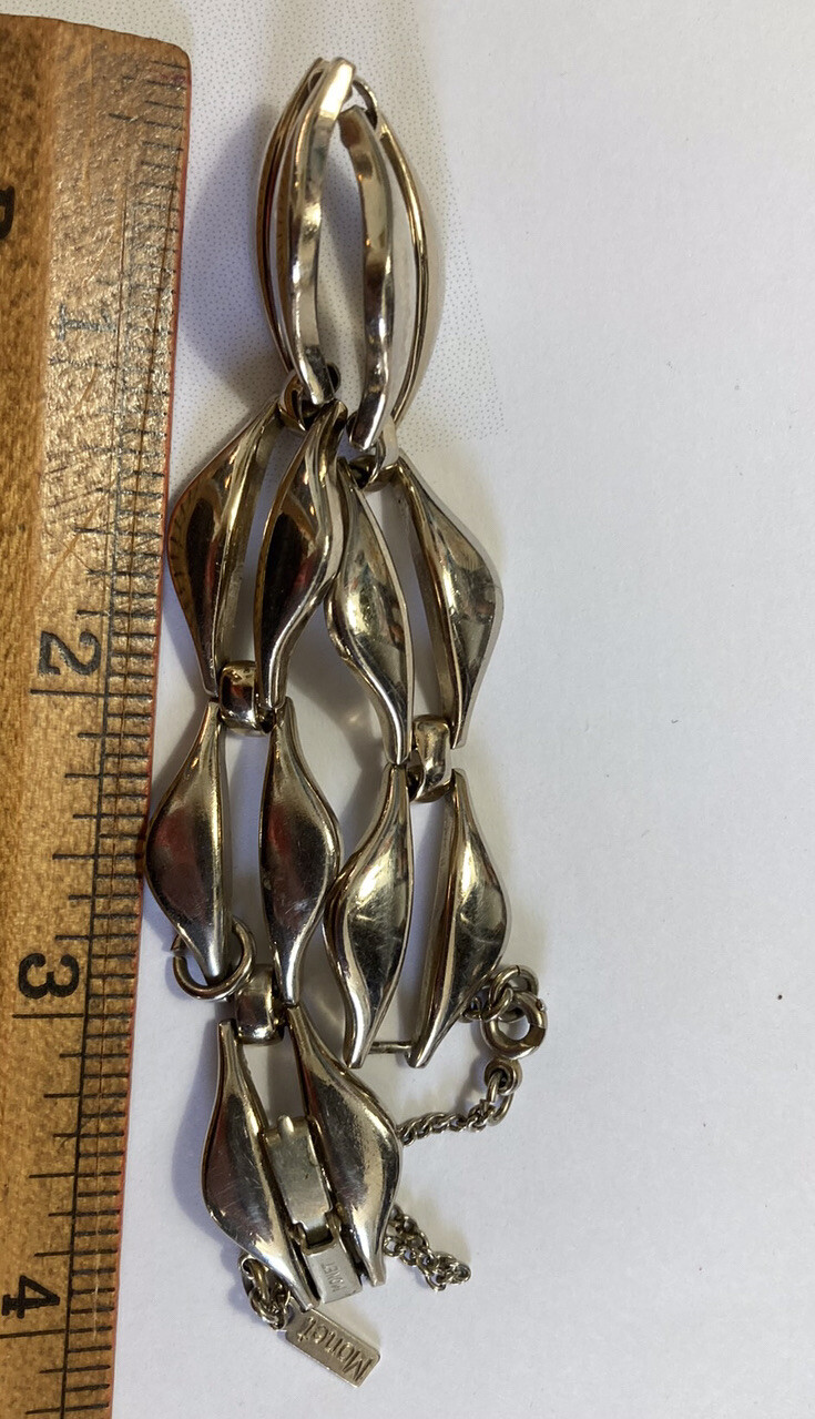 Monet Midcentury Space Age Link Bracelet with Safety Chain 7”