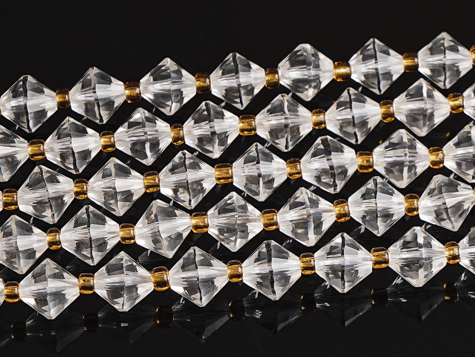 8MM Natural Transparent white Crystal Quartz Beads AA Bicone Faceted Loose Beads