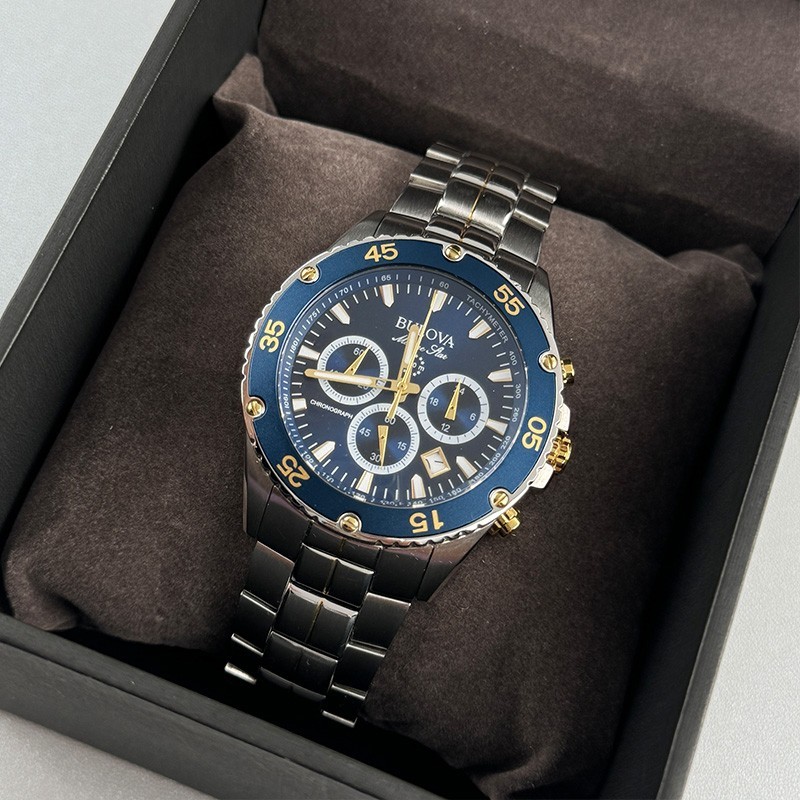 Bulova Marine Star 98B400 Chronograph Men’s Quartz Watch 41.5mm Blue Dial