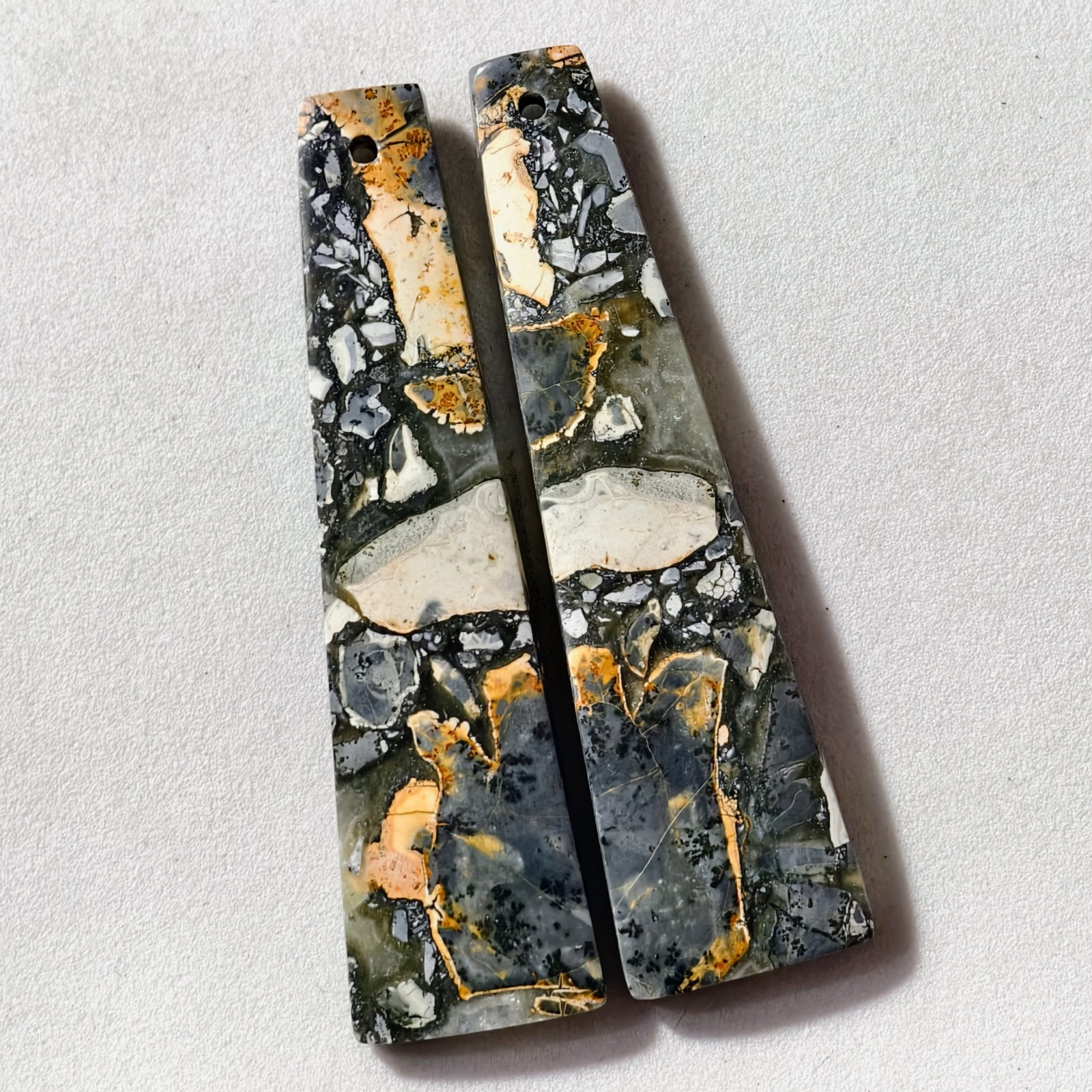 49 Cts Natural Maligano Jasper Drilled Pair Cabochon Gemstone 49.6 X 13.2 MM