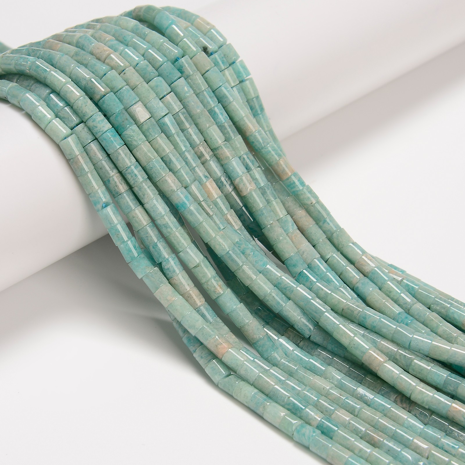 Natural Green Amazonite Cylinder Tube Beads Size 4x4mm 15.5″ Strand