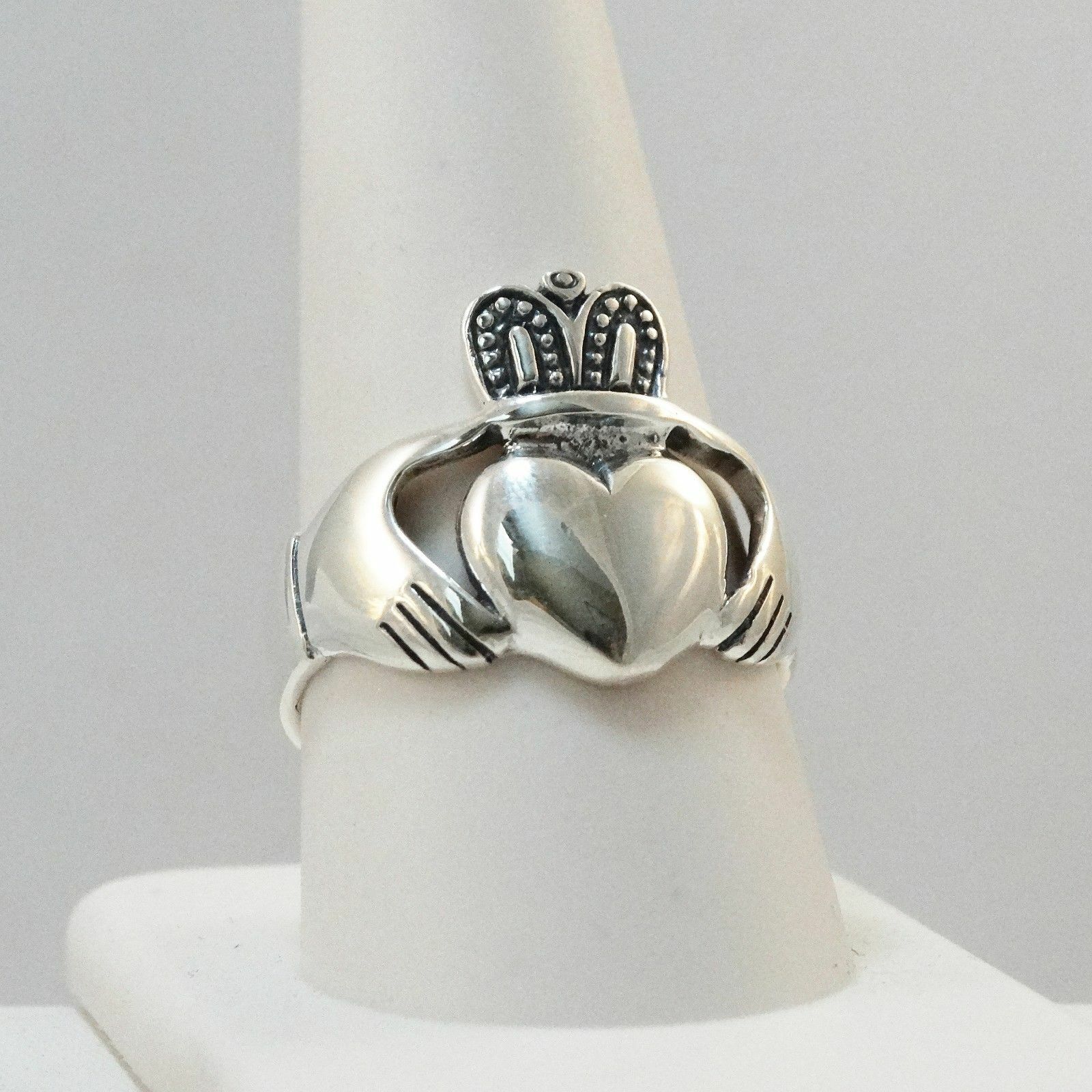 Claddagh Ring – 925 Sterling Silver – Unisex Celtic Jewelry Friendship Mens NEW