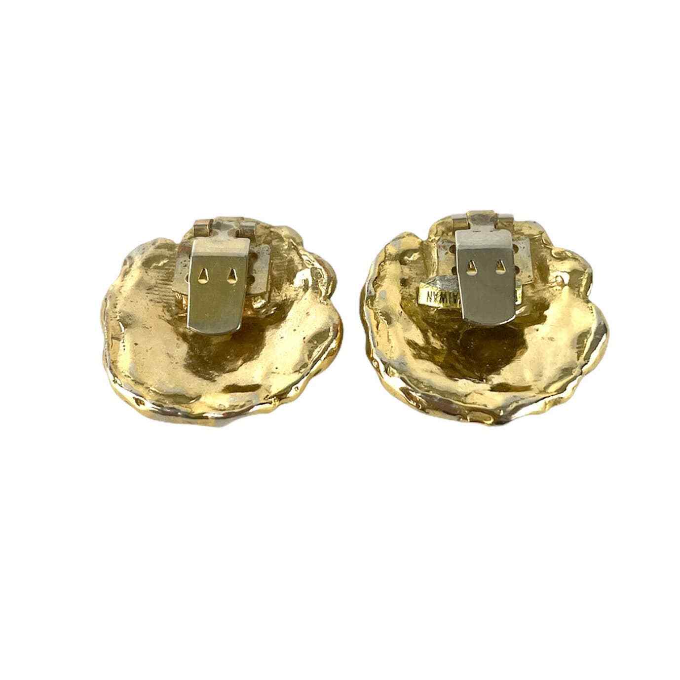 VTG Pair Gold Tone Shoe Clips Unique Design Texture Added Extra NYC