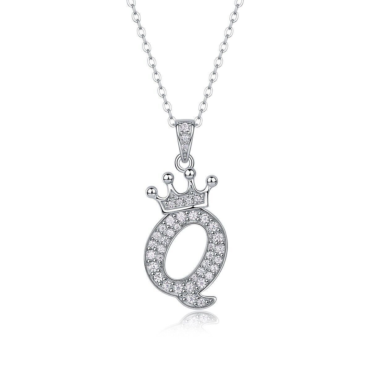 D Color Moissanite 26 Letter Pendant Necklace 925 Sterling Silver Pass Tester