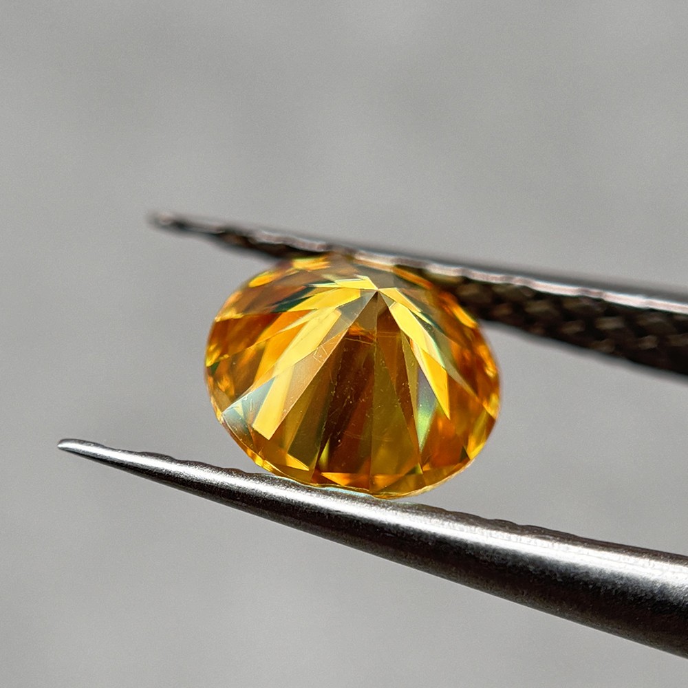 3.0mm 0.1ct-15mm 12ct Loose Moissanite 1PCS Gemstone Round Shaped Golden Yellow