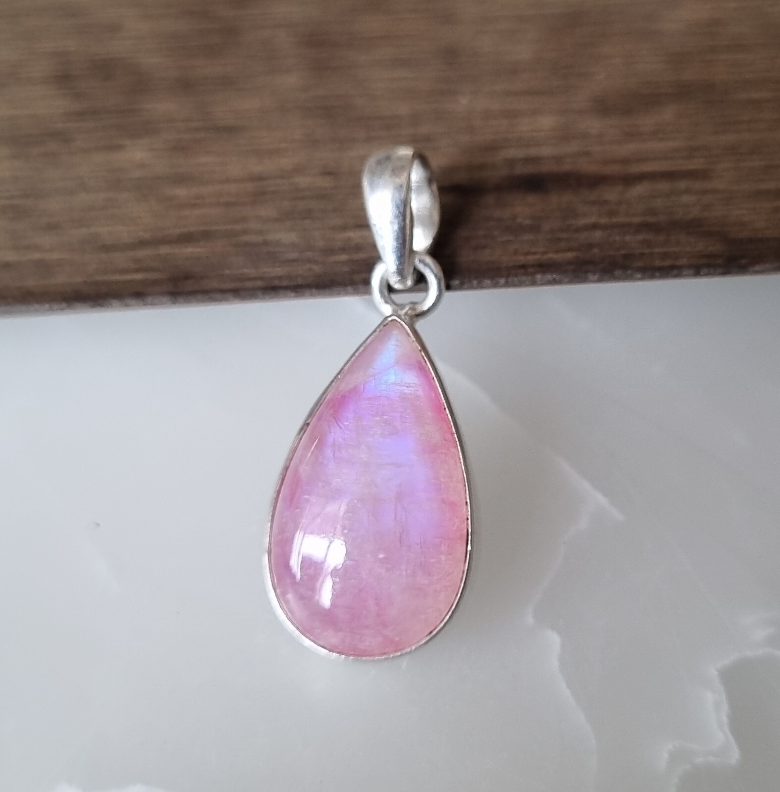 Pink Moonstone Pendant 925 Sterling Silver Breathtaking Handmade WonderfulPG1208