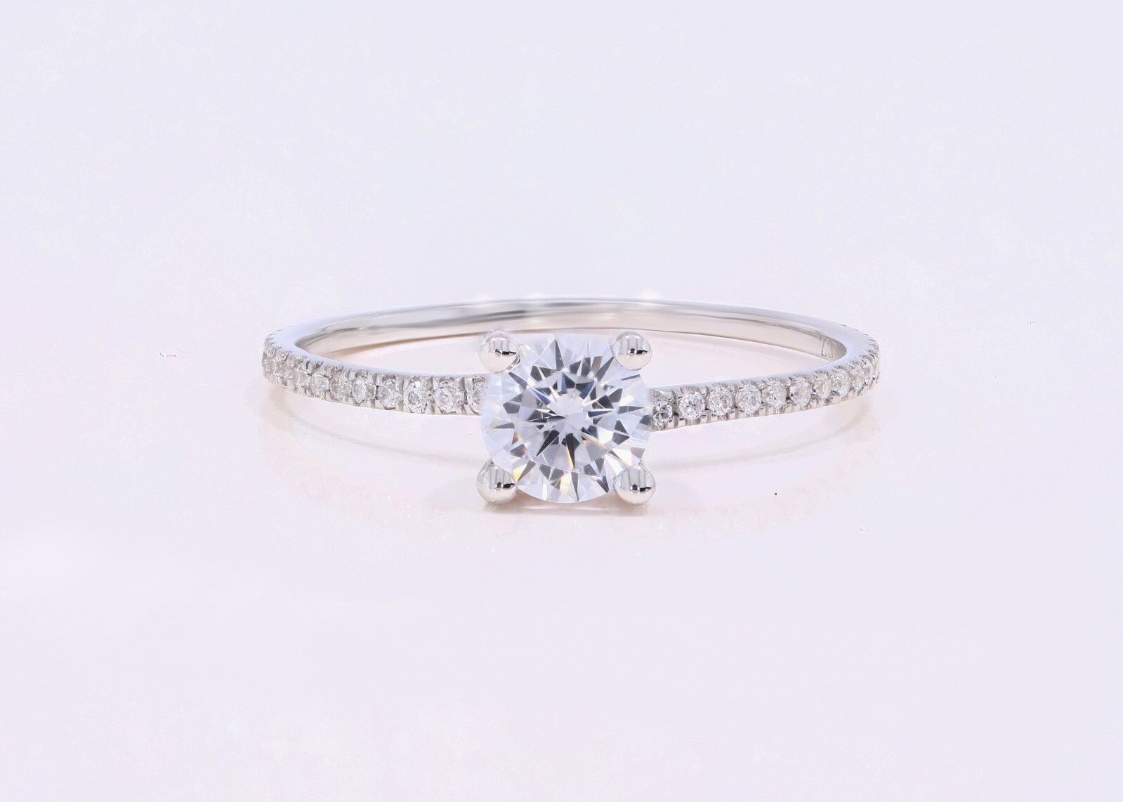 0.80Ct Round Cut Lab grown Diamond Solitaire Engagement Ring in Silver for Women
