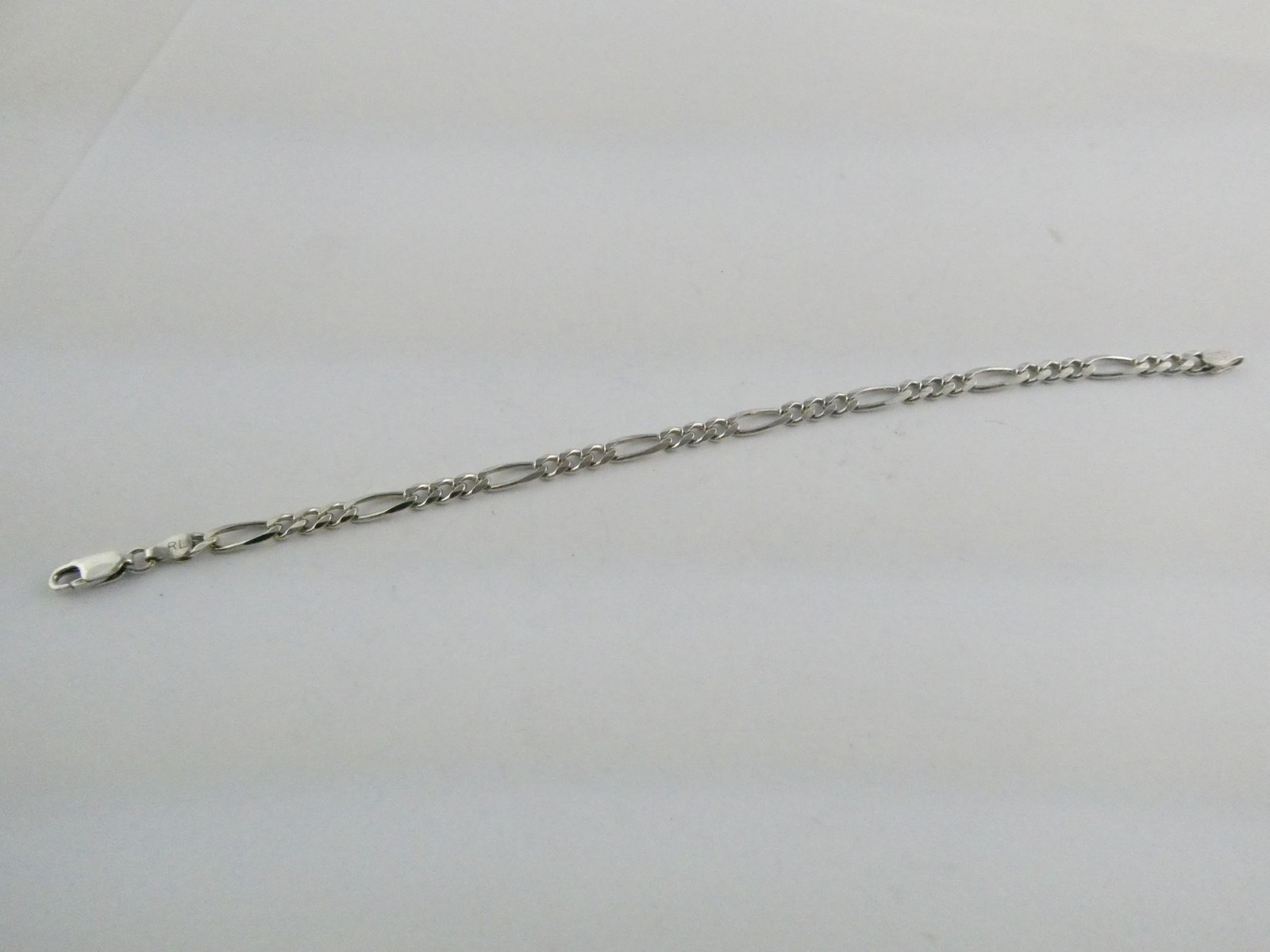 RL Designer Sterling Silver Long and Short Chain Link Bracelet 925 7.5 Inch 6.2g