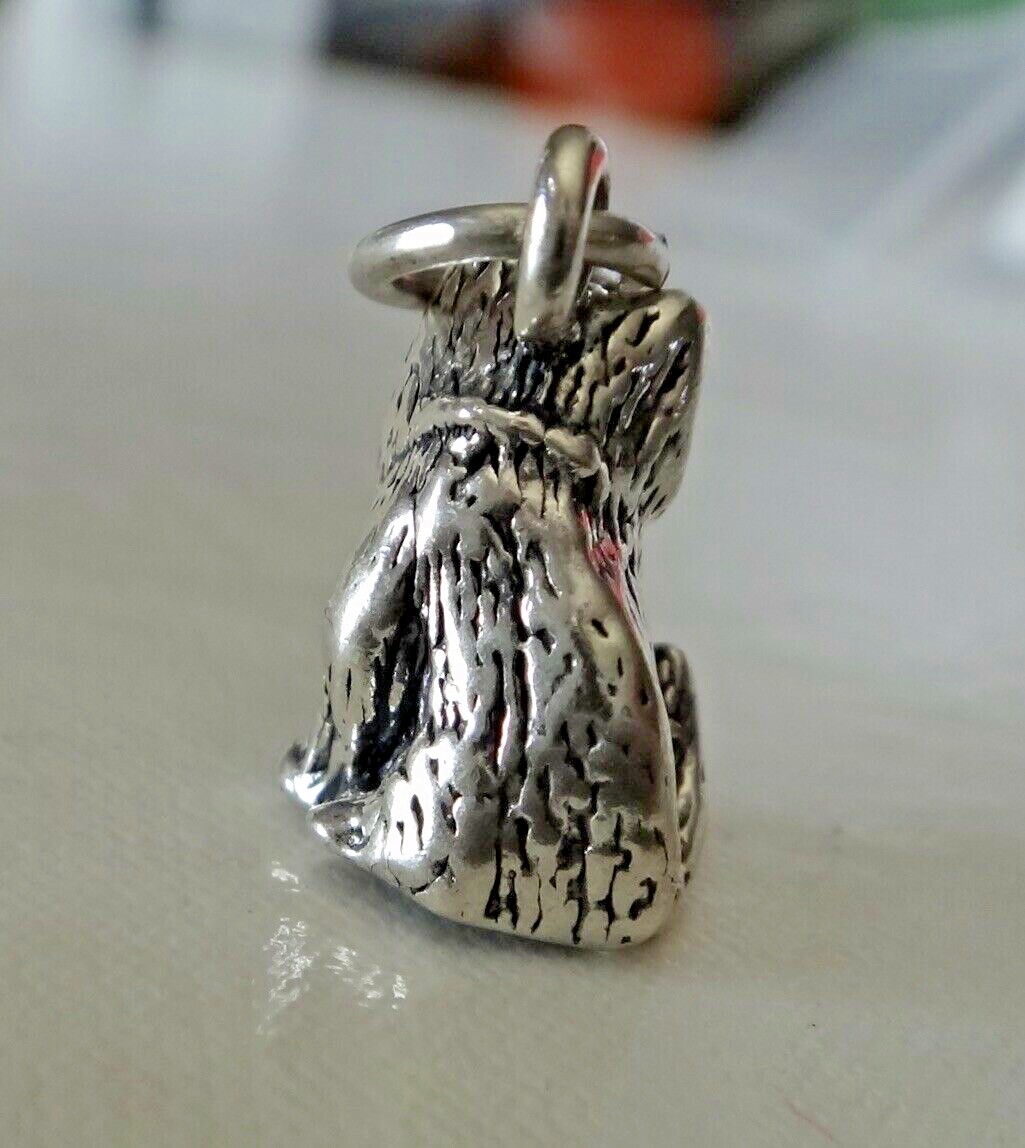 Sterling Silver 3D 12x7mm 2 gram Sitting Cat Pretty Face Charm!