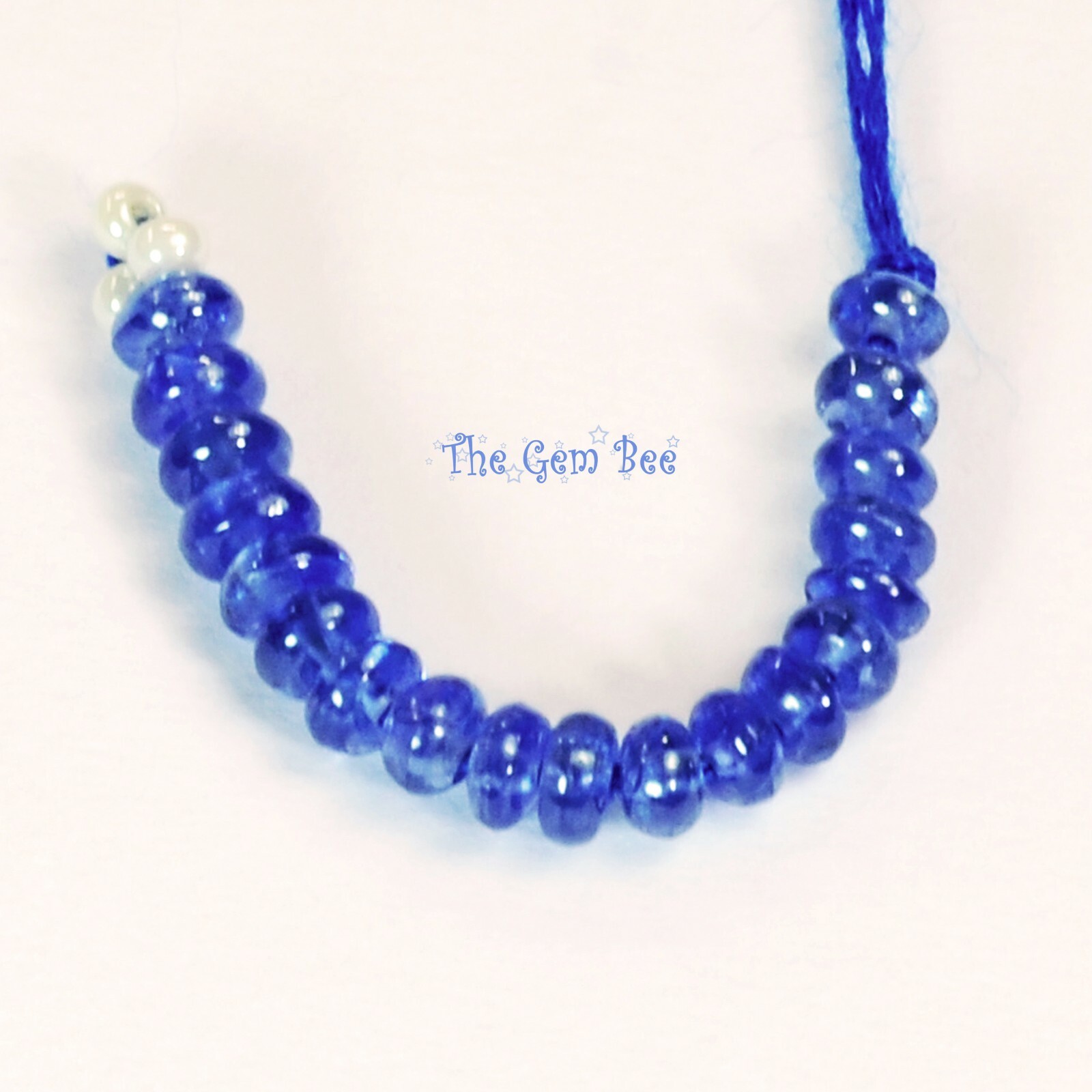 2.4mm-2.8mm Unheated Burmese Gem Royal Blue Sapphire Smooth Rondelle Beads 1″