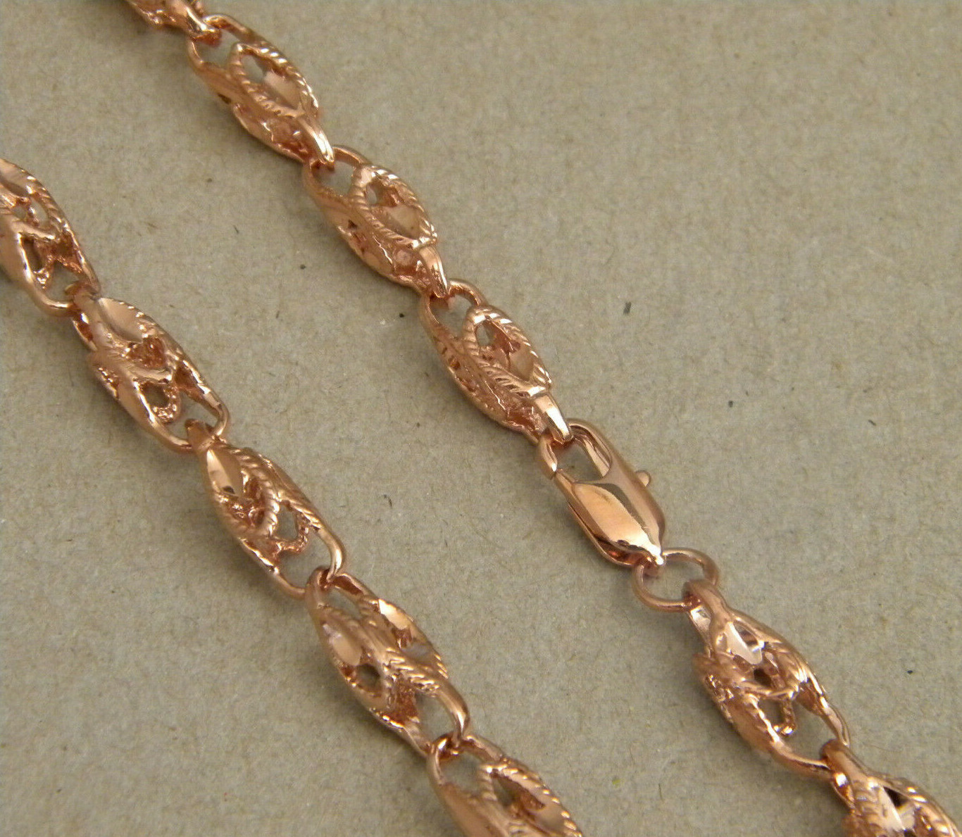 Men’s Lady’s Rose Pink Gold Plated Turkish Rope Chain 30in inch Long 6mm Wide