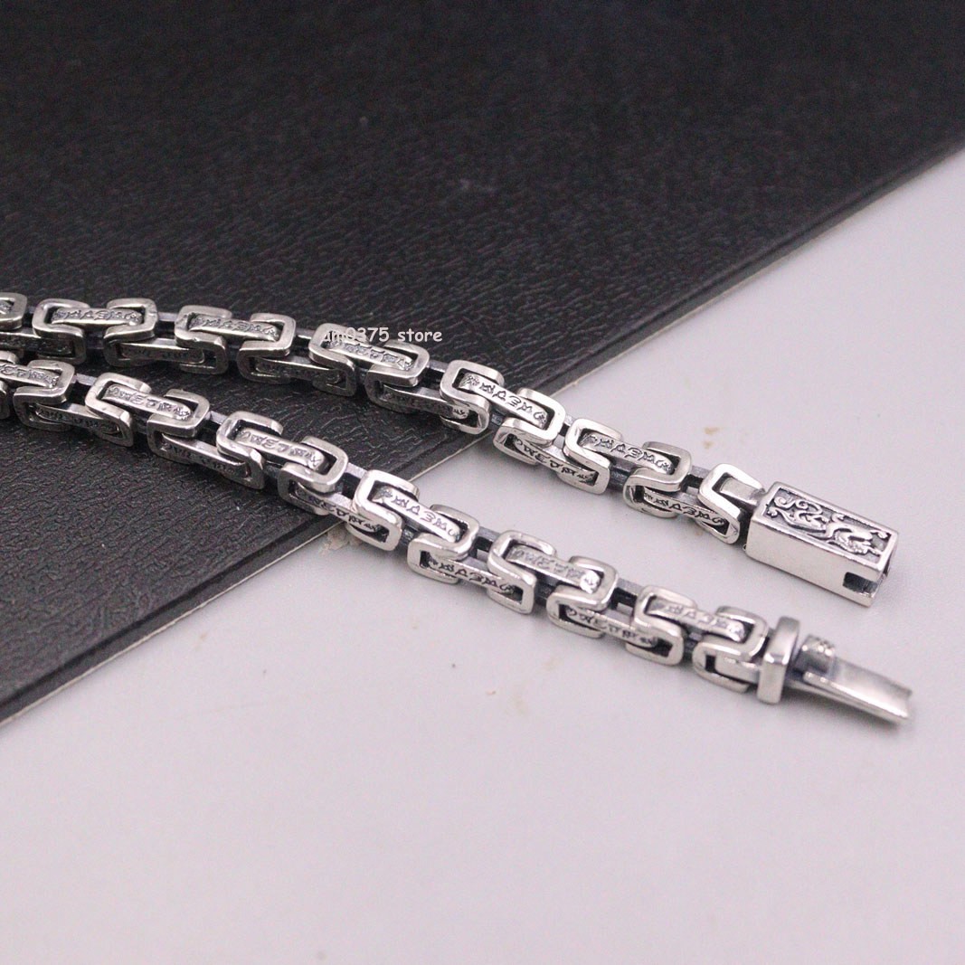 Real 925 Sterling Silver Bracelet Women Man’s 5mm Byzantine Link 7.87inch 25-26g
