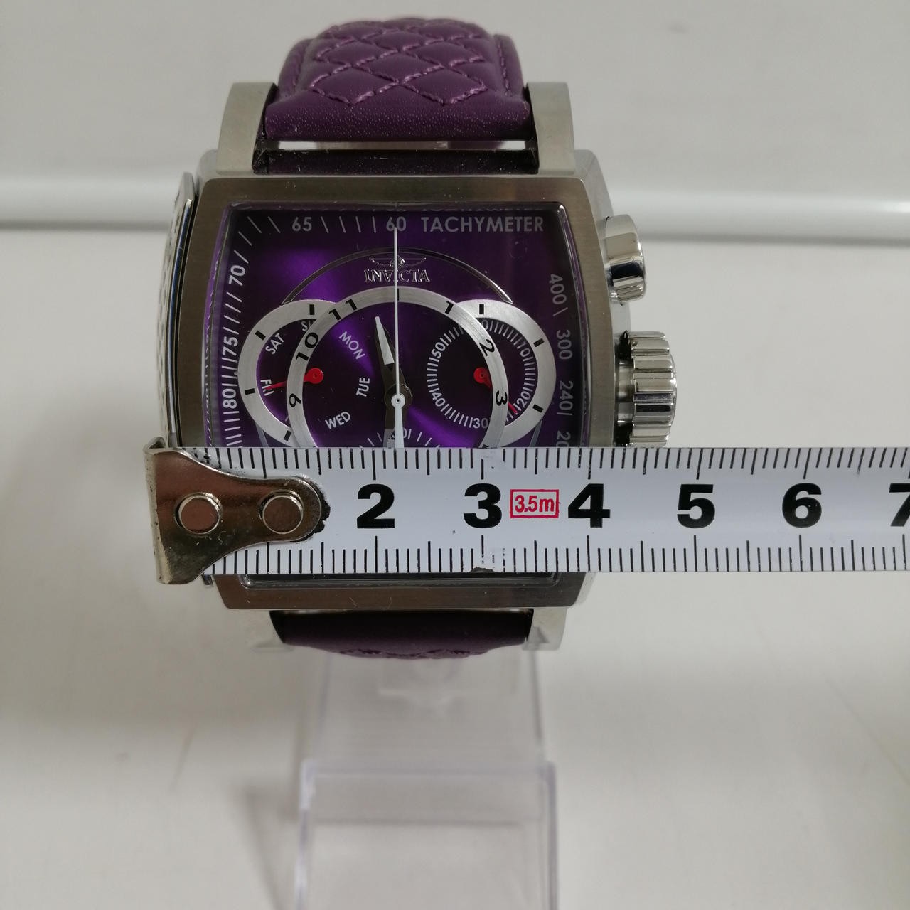 Invicta PUP 44038 Square Quartz Watch 100m Water Resistant Leather Band