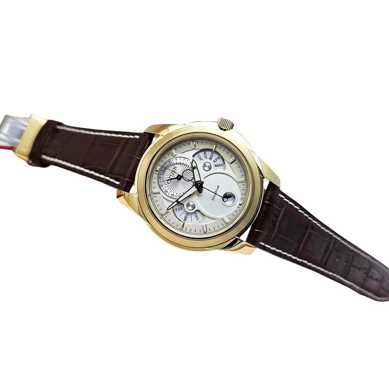 Citizen Calendrier Gold Sapphire Dial Day Date Month BU0082-06P Men’s Watch