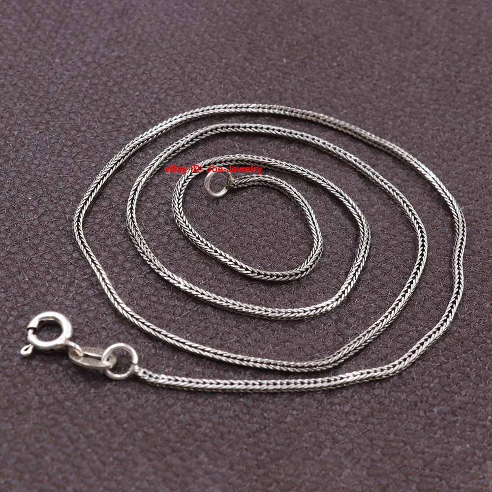 Real 925 Sterling Silver Necklace 1.2mm Wheat Link Chain Necklace 15.7inch