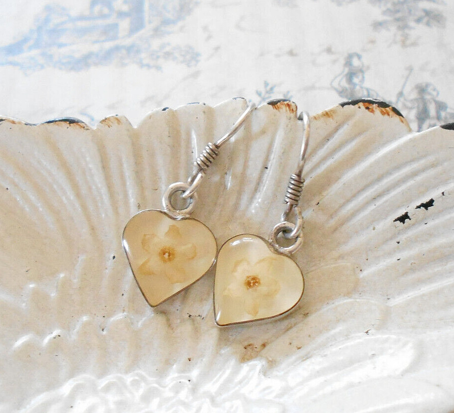 Charming Sterling Silver Dried Flowers in Resin Earrings 30Z50-8