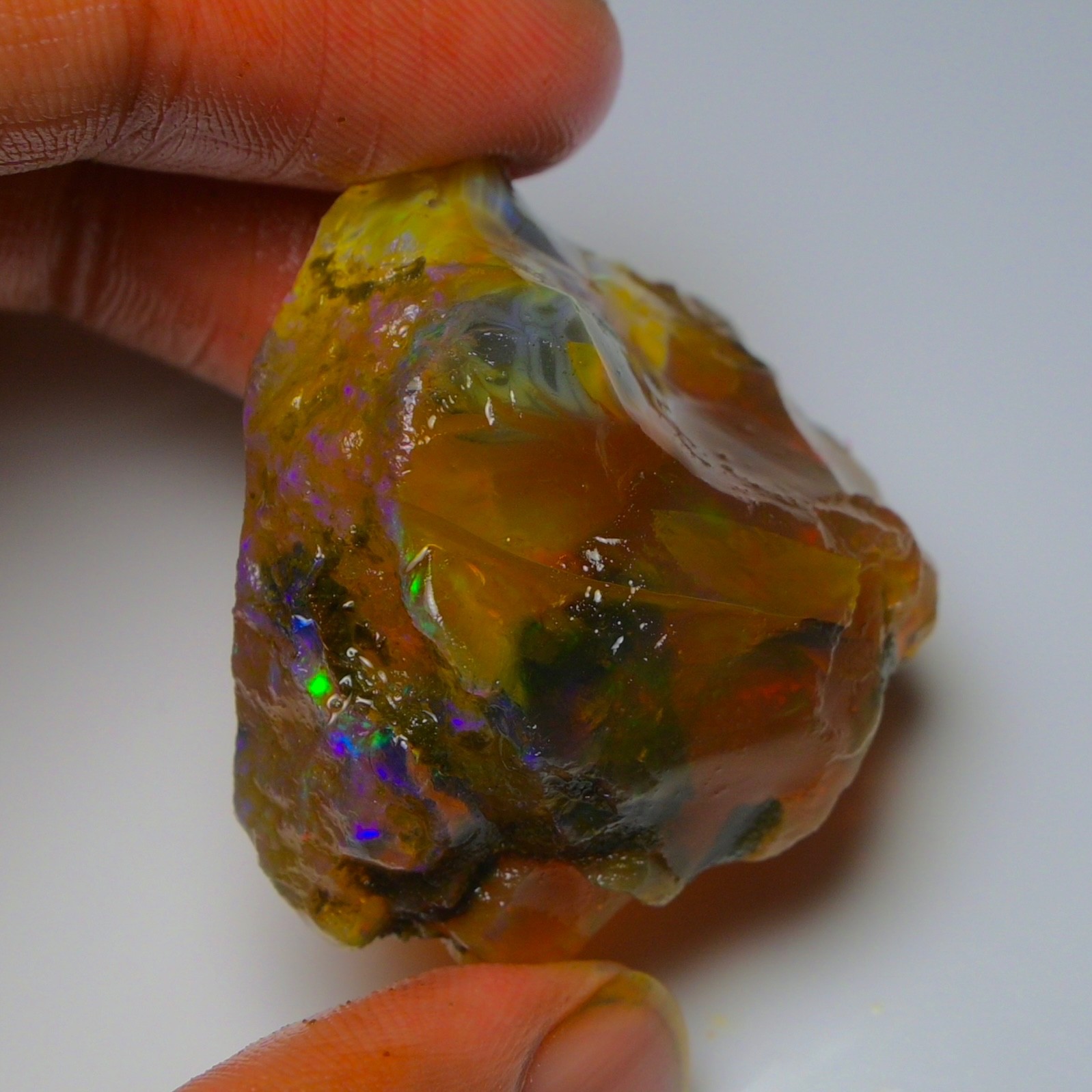 Ethiopian Oil Opal Specimen 99.20 cts Natural Rough Gemstone – Fire Opal Roug