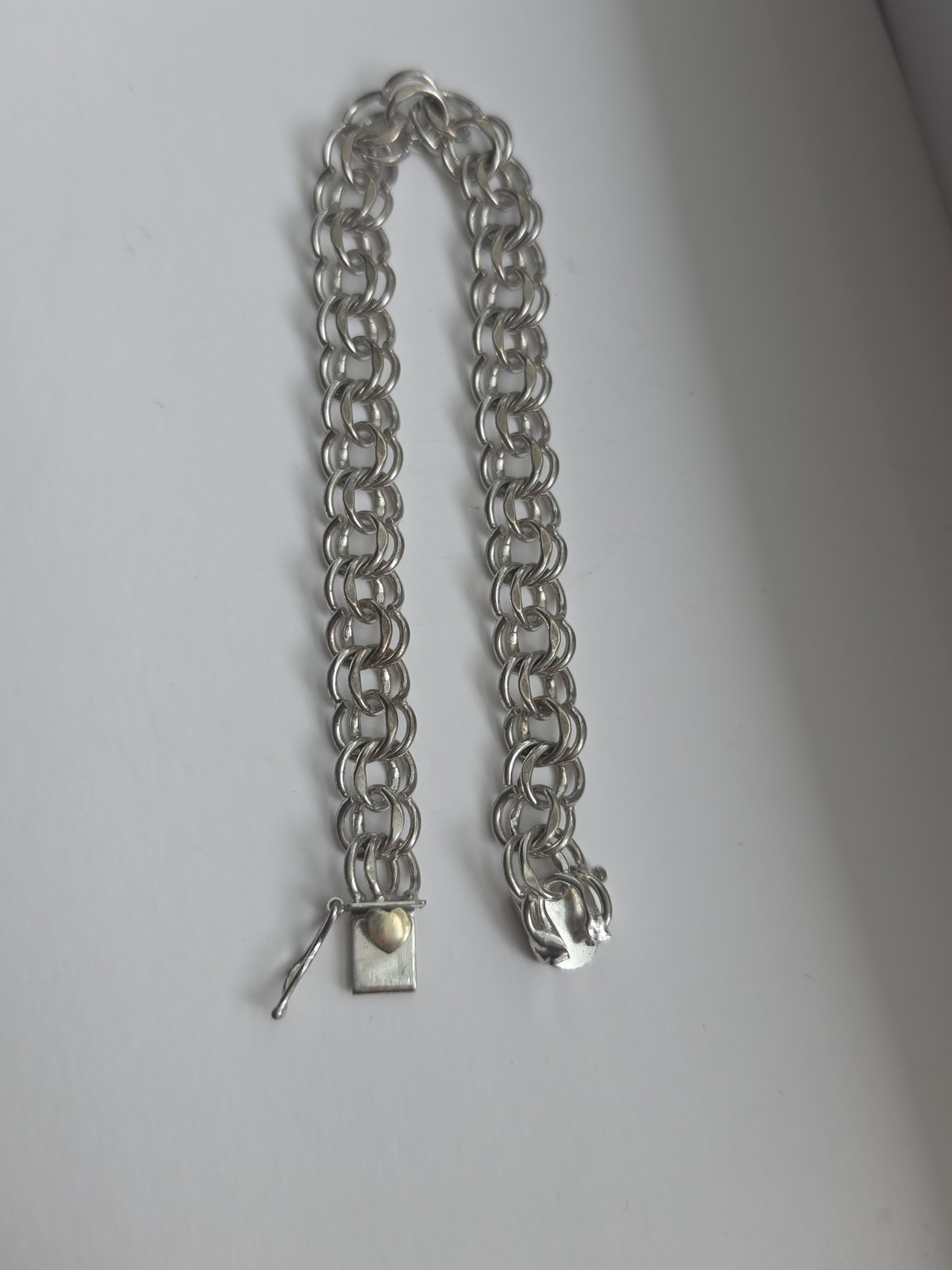 Vintage ELCO Sterling Silver Bracelet 7.5” Triple Link Safety Chain