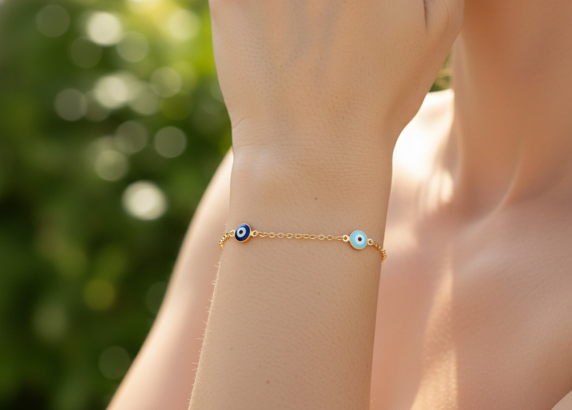 Elegant Gold Color Evil Eye Charm Bracelet 18K Gold Plated Designer Bracelet