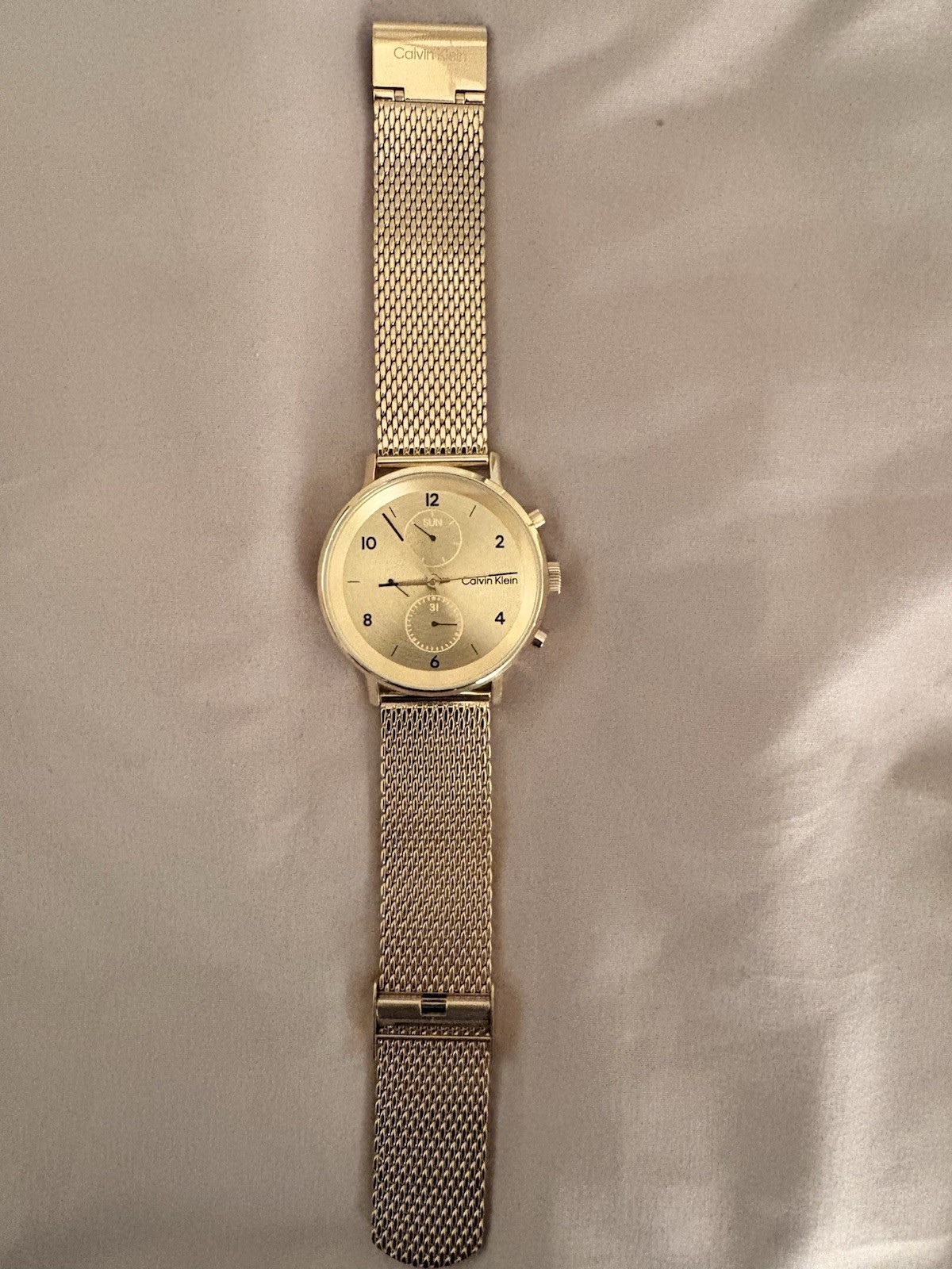 Calvin Klein Gold Chronograph Dial – 40mm Gold tone Stainless Mesh Bracelet