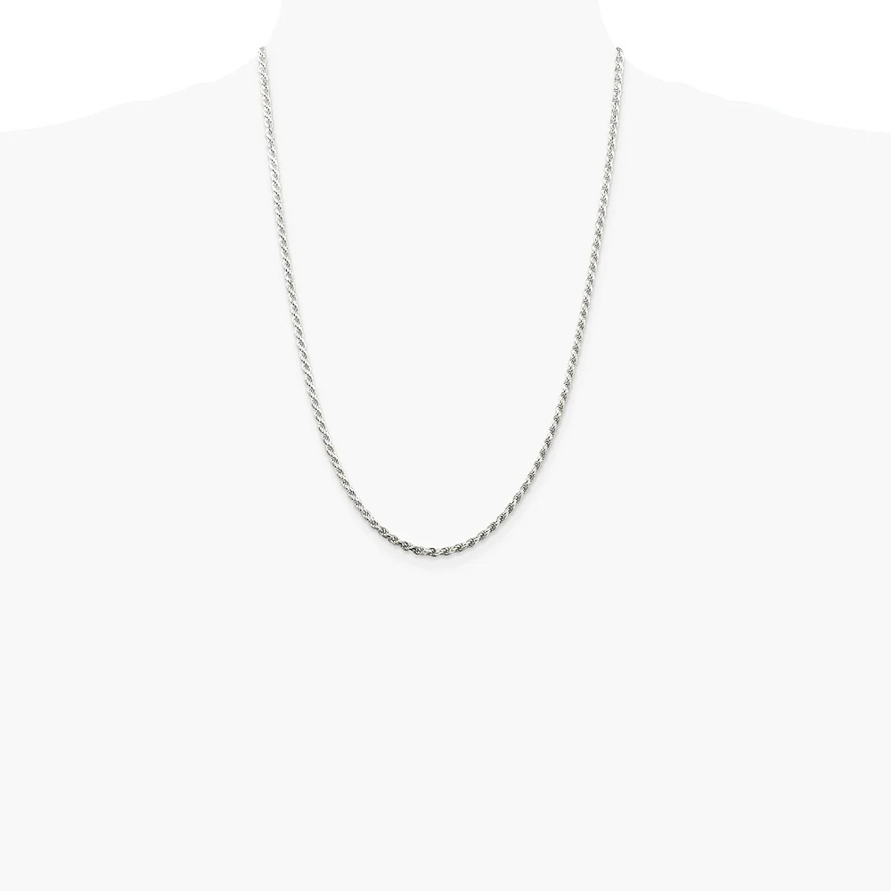 Sterling Silver 2.75mm Diamond-Cut Rope Chain Necklace 16″-36″