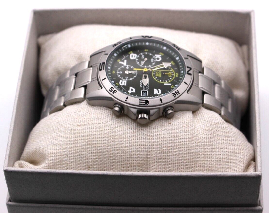 SEIKO SND377P Chronograph Men’s Watch New Green Silver Authentic Military Japan